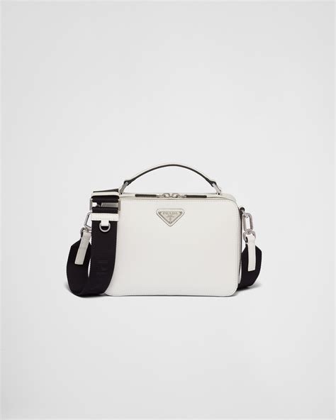 White Prada Brique Saffiano Leather Bag 